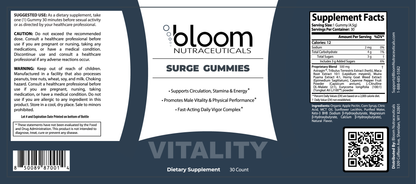 Bloom Surge Gummies 30 Count — Supplement Facts label