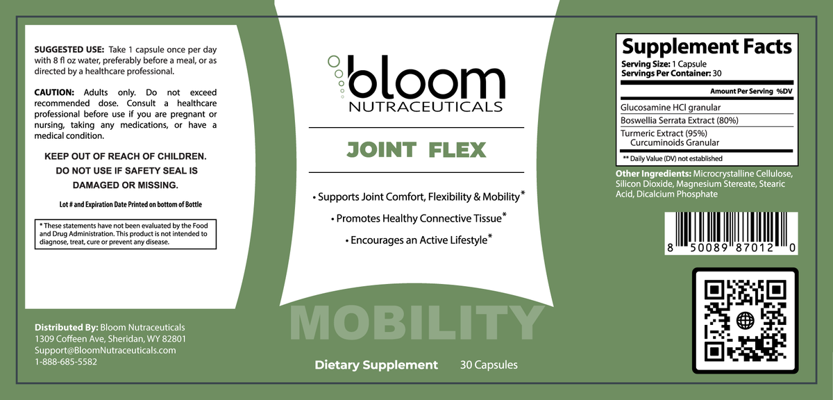 Bloom Joint Flex 30 Count — Supplement Facts label