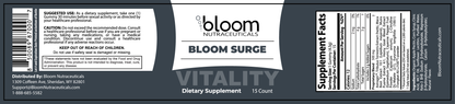 Bloom Surge Gummies 15 Count — Supplement Facts label